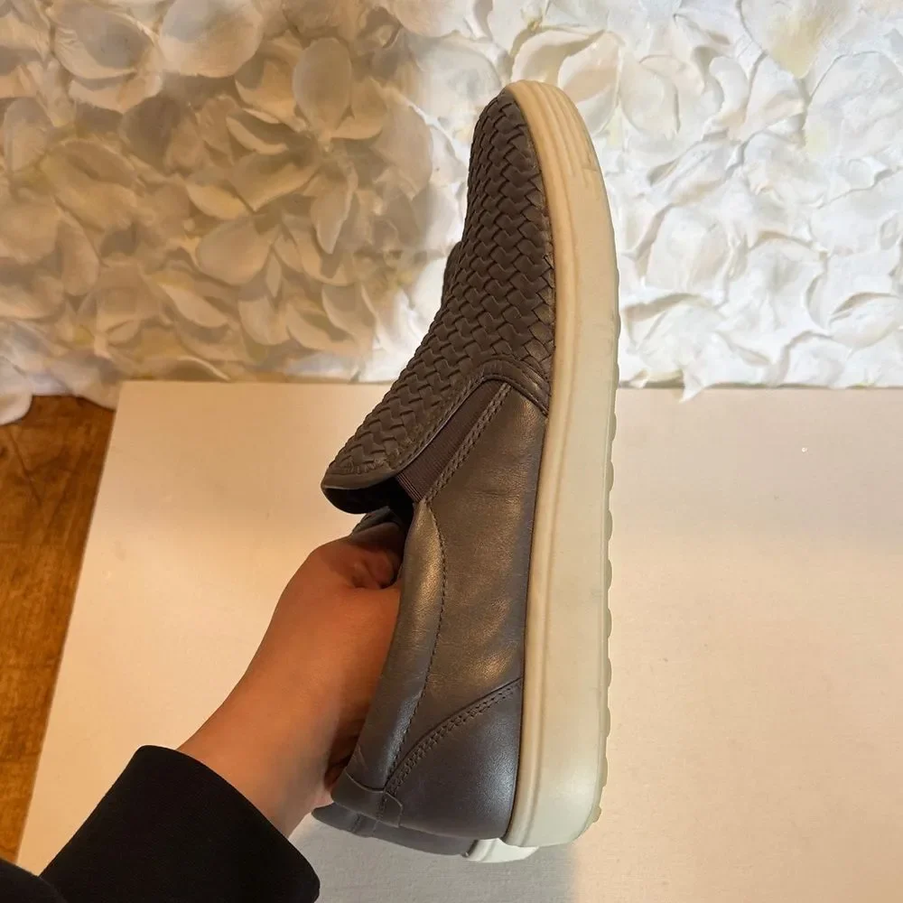 Ecco Women's Black Woven Slip-On Sneakers